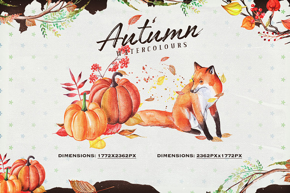 Autumn Watercolour Wreaths & Clipart in Objects - product preview 2