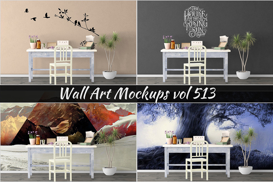 Wall Mockup - Sticker Mockup Vol 513 in Print Mockups - product preview 8