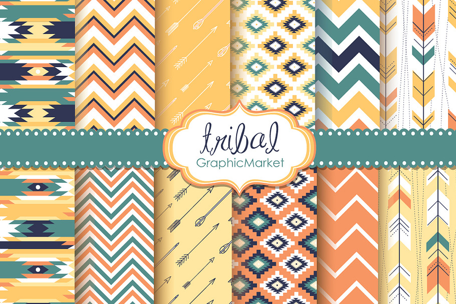 Tribal Backgrounds,Ikat Navajo Aztec in Patterns - product preview 8