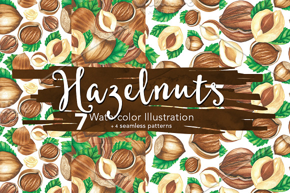 Hazelnuts Watercolors Illustration in Illustrations - product preview 2