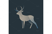 Deer graphic color illustration for the modern gradient design, a plastic form of animal