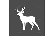 Monochrome Deer with antlers illustration for modern minimalist design, plastic form of an animal one color