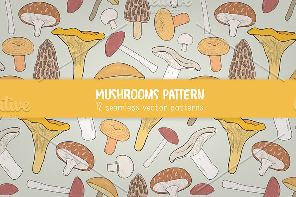 Mushrooms seamless patters