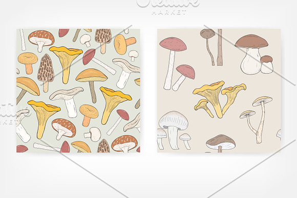 Mushrooms seamless patters in Patterns - product preview 1