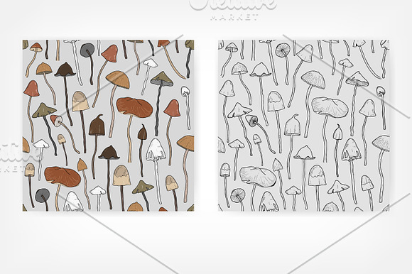 Mushrooms seamless patters in Patterns - product preview 2
