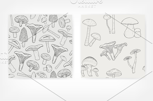 Mushrooms seamless patters in Patterns - product preview 3