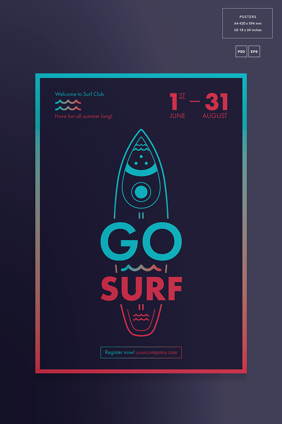 Posters | Go Surf in Flyer Templates - product preview 2