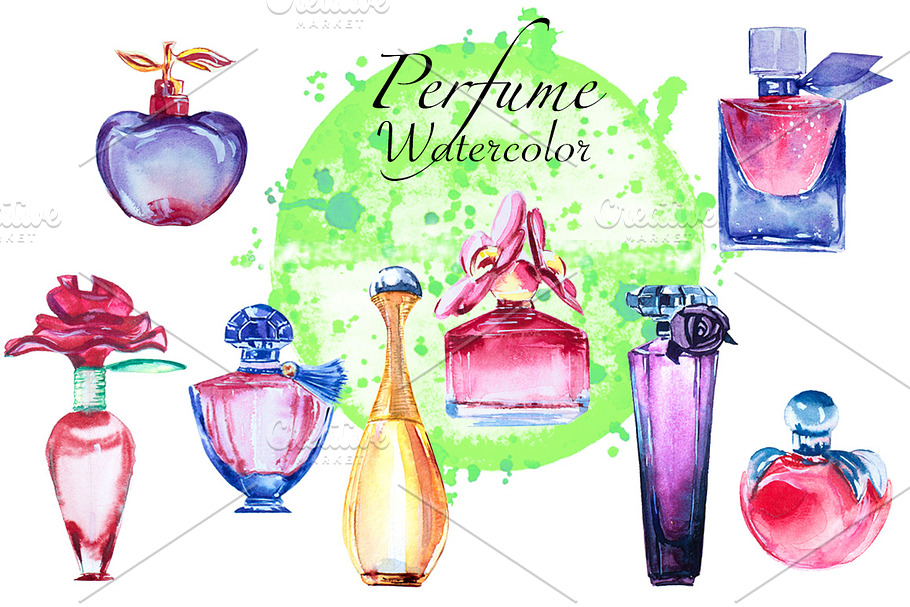 Perfume watercolor illustration