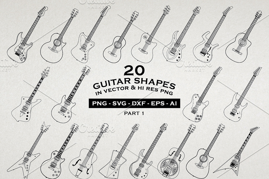 20 Guitar Illustrations Vector & PNG