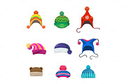 Pompons winter hats set