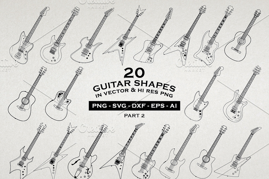 20 Guitar Illustrations Vector & PNG