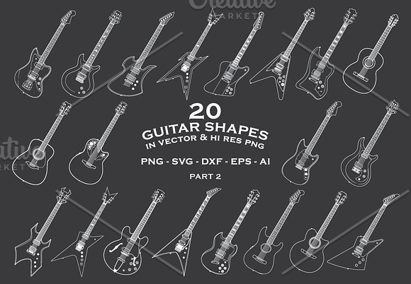 20 Guitar Illustrations Vector & PNG in Illustrations - product preview 1