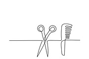 Hairbrush and scissors icon