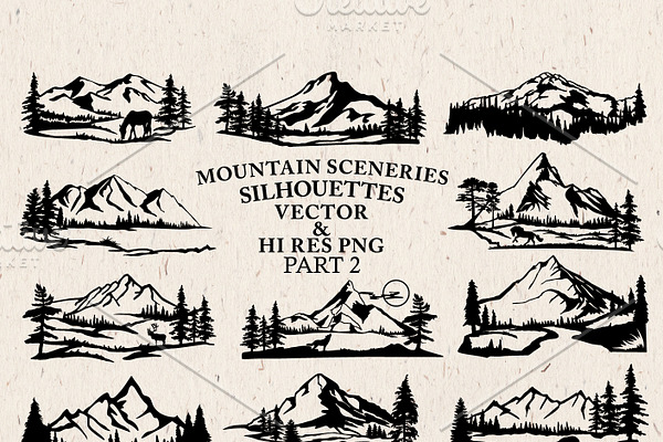 Mountain Sceneries Vector Pack 2