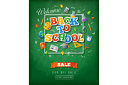 Green chalkboard with Back to school stickers