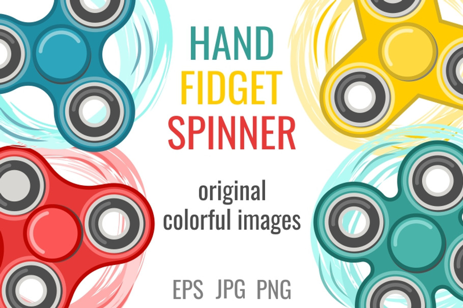 Moving color hand fidget spinners in Illustrations - product preview 8