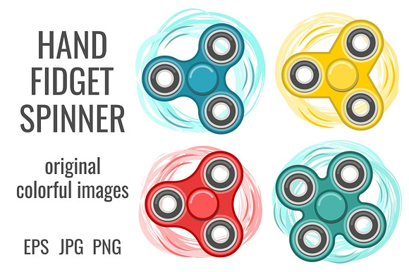 Moving color hand fidget spinners in Illustrations - product preview 1