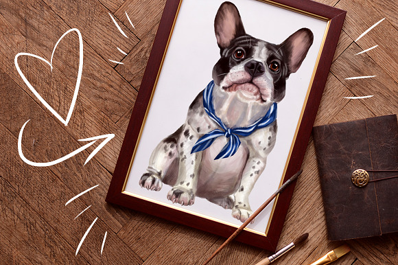Set French Bulldog. in Illustrations - product preview 3
