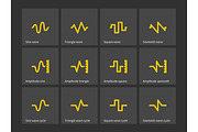 Sine, Triangle, Square, Sawtooth wave types icons.
