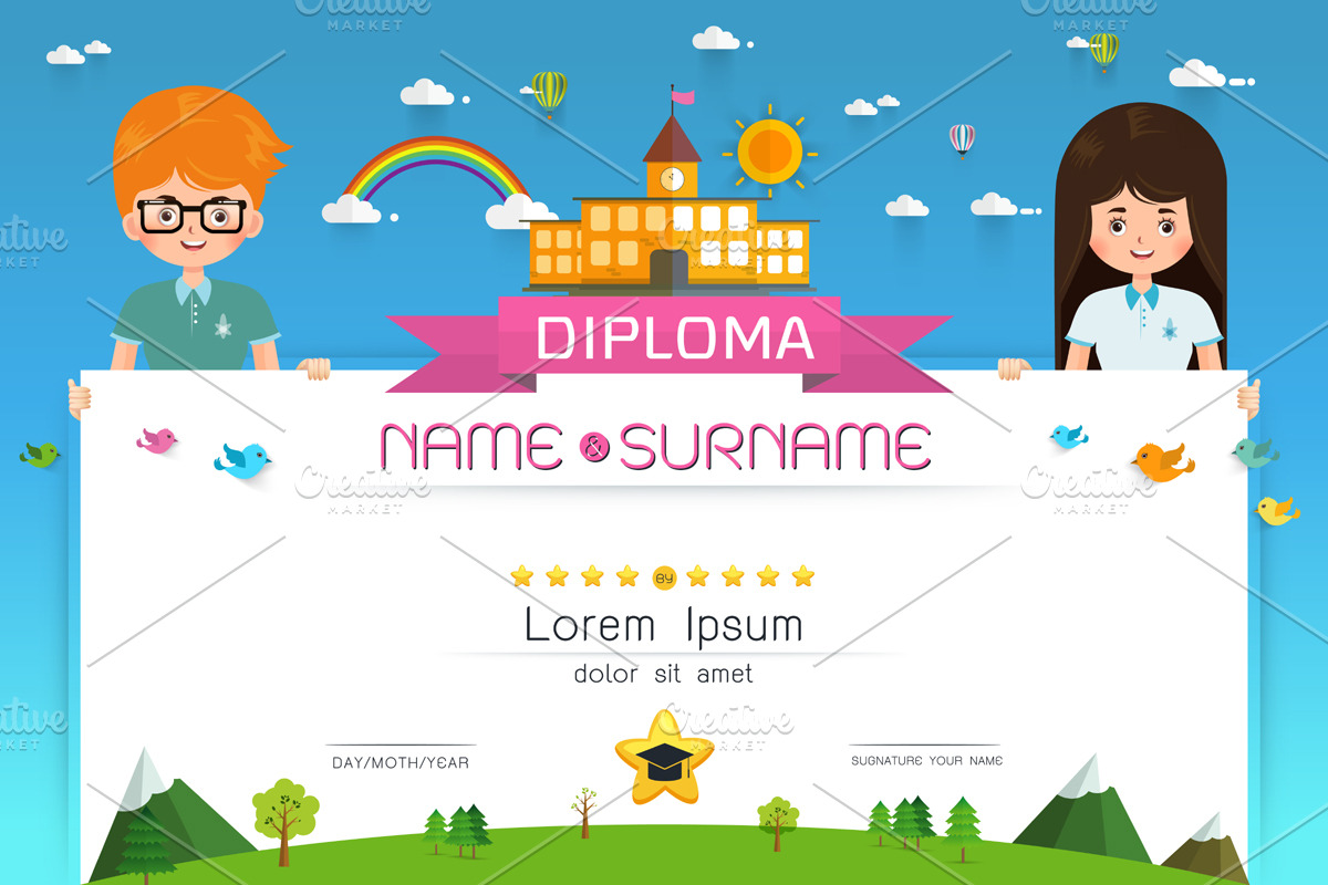 Certificate kids diploma in Card Templates - product preview 8