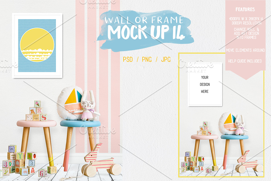 Kids Room Wall/Frame Mock Up 14 in Print Mockups - product preview 8