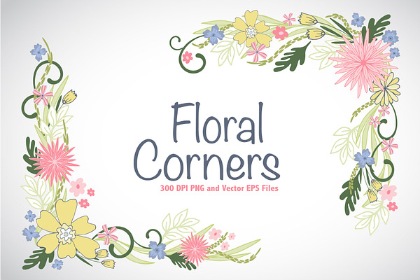 Floral Corners Vector EPS & PNG