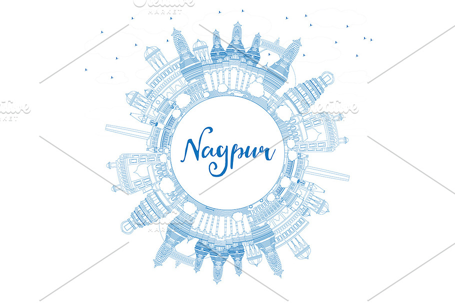 Outline Nagpur Skyline in Illustrations - product preview 8