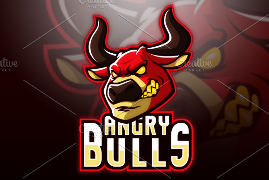 Angry Bulls Logo in Illustrations - product preview 8