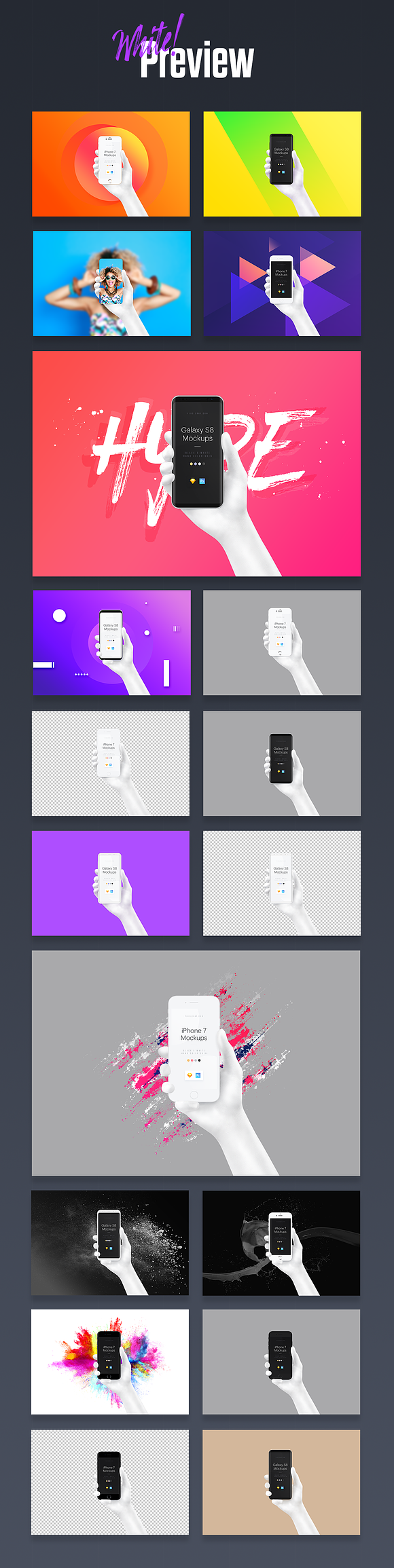 Black & White Mockup Hands in Mobile & Web Mockups - product preview 4