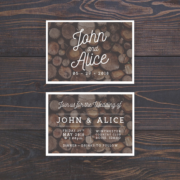Rustic Wedding Invitation Template in Wedding Templates - product preview 1