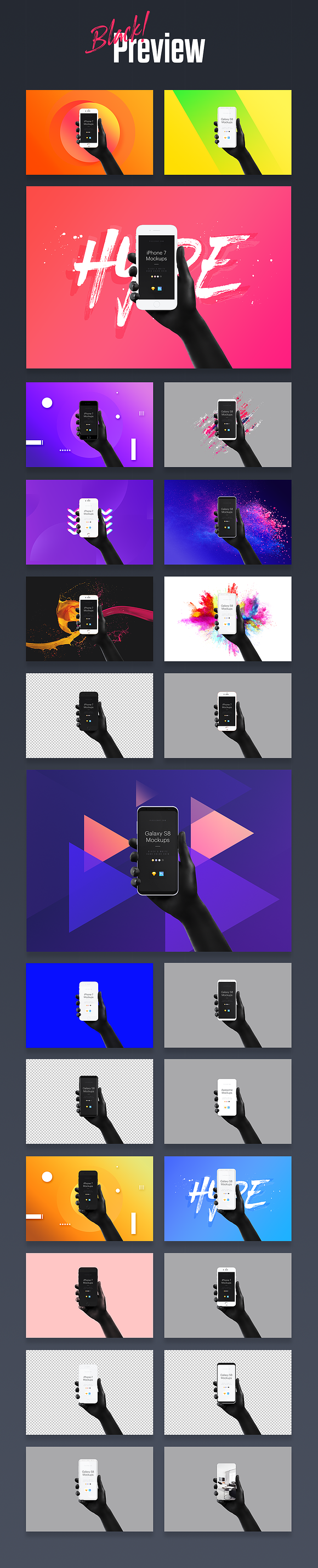 Unicolor & B/W Hands BUNDLE in Mobile & Web Mockups - product preview 5