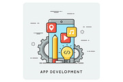 Mobile application development. Vector flat illustration.