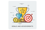 Goals and achievements. Vector flat illustration.