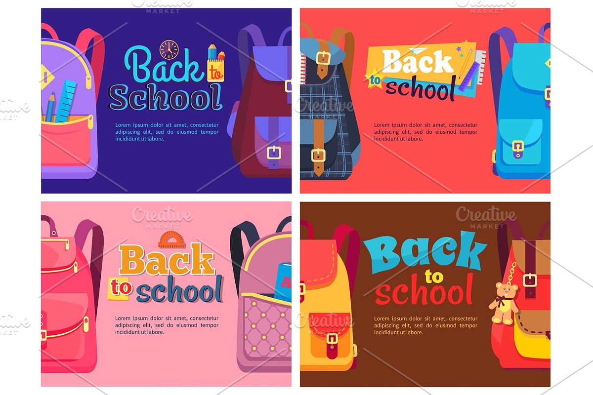 Backpacks for Children with School Stationery Sets in Illustrations - product preview 8