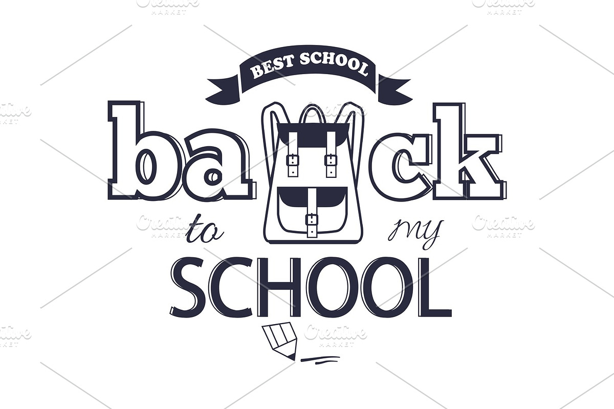 Back to my School Black-and-White Isolated Sticker in Illustrations - product preview 8