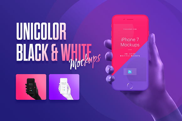 Unicolor & B/W Hands BUNDLE in Mobile & Web Mockups - product preview 6