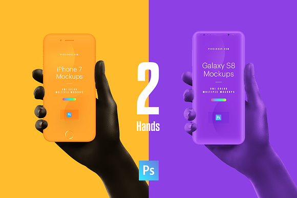 Unicolor Hands Mockups in Mobile & Web Mockups - product preview 1