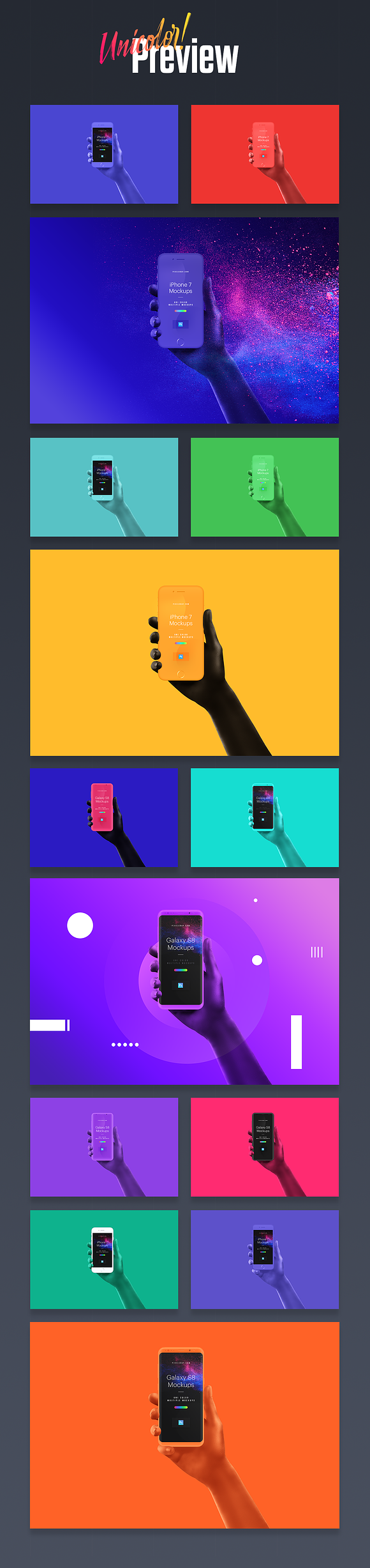 Unicolor Hands Mockups in Mobile & Web Mockups - product preview 2