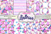 Watercolor ballerina pattern set
