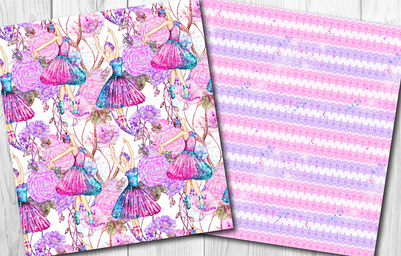 Watercolor ballerina pattern set in Patterns - product preview 1