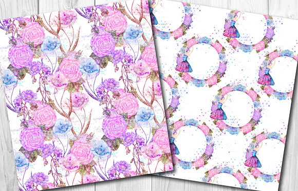 Watercolor ballerina pattern set in Patterns - product preview 2