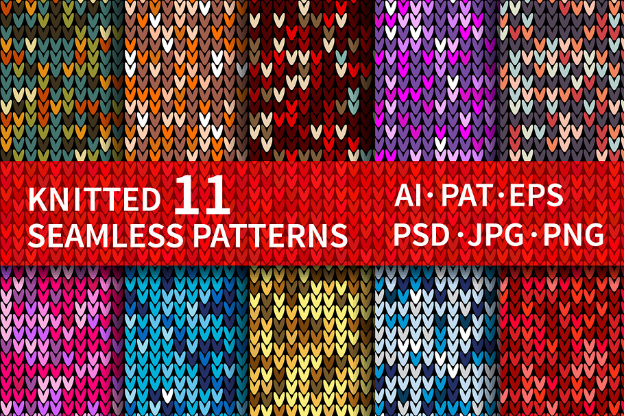 11 Knitted Seamless Patterns Preset  in Patterns - product preview 8