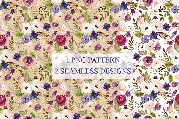 Lavender & Blue Watercolor Flowers in Illustrations - product preview 4