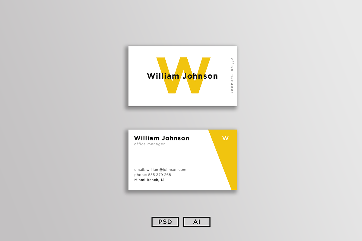Minimal YLW Business Cards in Business Card Templates - product preview 8