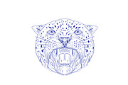 Angry Jaguar Head Drawing