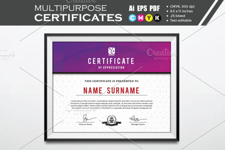 Multipurpose certificate template