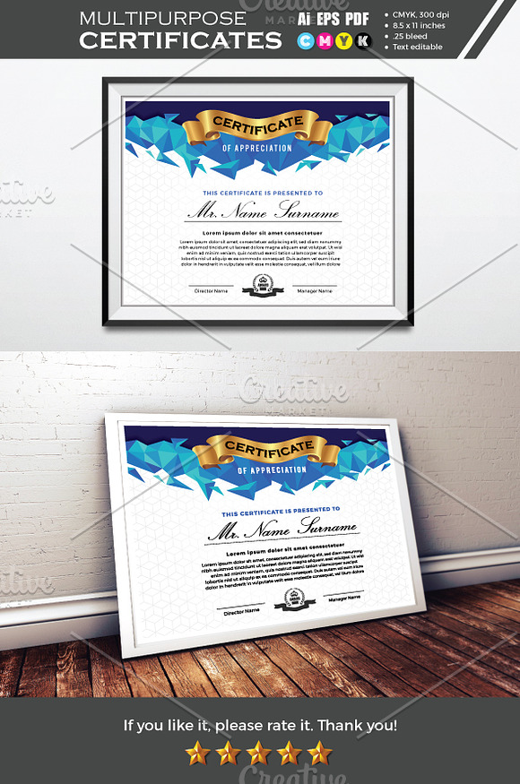 Multipurpose certificate template in Stationery Templates - product preview 1
