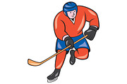 Ice Hockey Player With Stick Cartoon