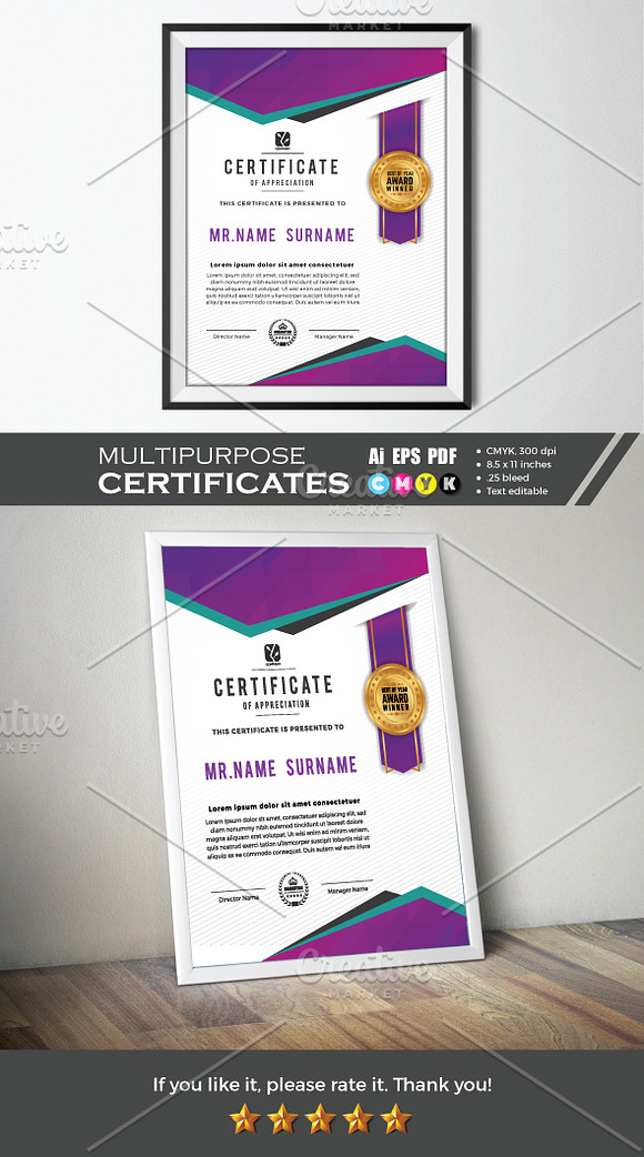 Vertical multipurpose certification in Stationery Templates - product preview 1