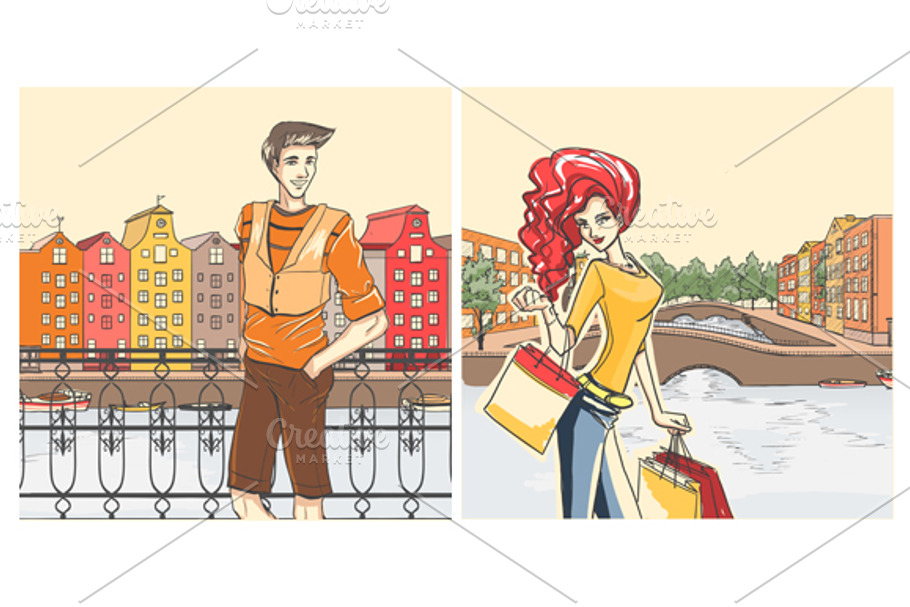 Travelling people in Holland in Illustrations - product preview 8